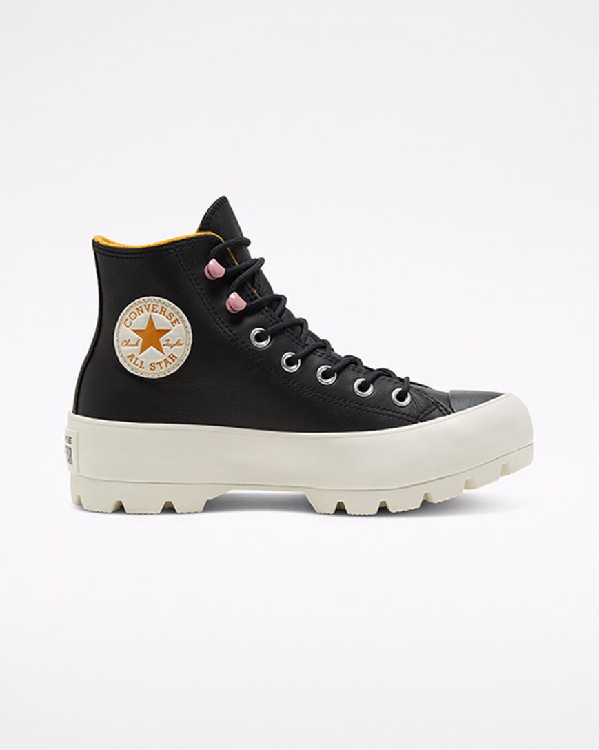 Dámské Boty Vysoké Converse Chuck Taylor All Star Lugged Zimní Černé Žluté | CZ CHFQ21